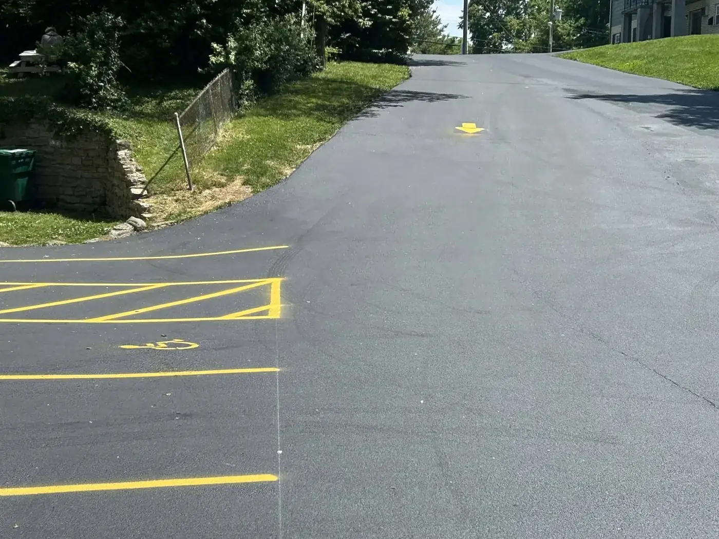 Freshly paved and striped asphalt drive lane in Butler County, OH